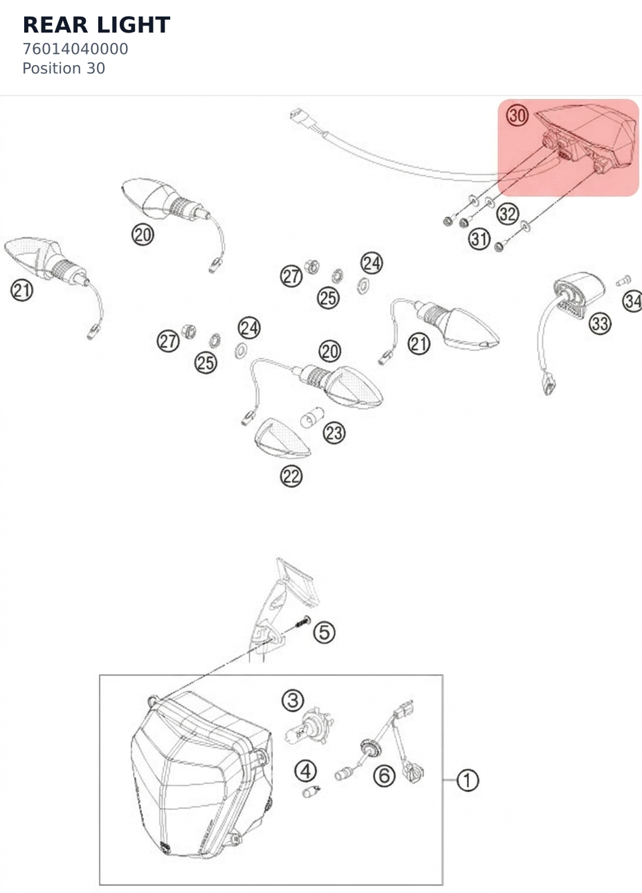 Diagram preview: REAR LIGHT (76014040000)