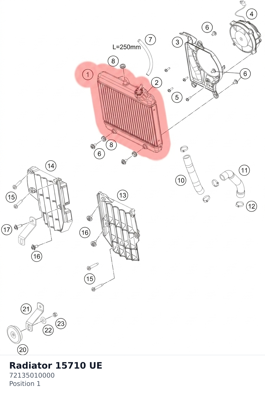 Diagram preview: Radiator 15710 UE (72135010000)