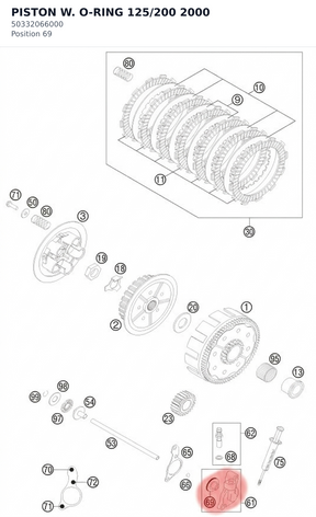Diagram preview: PISTON W. O-RING 125/200 2000 (50332066000)