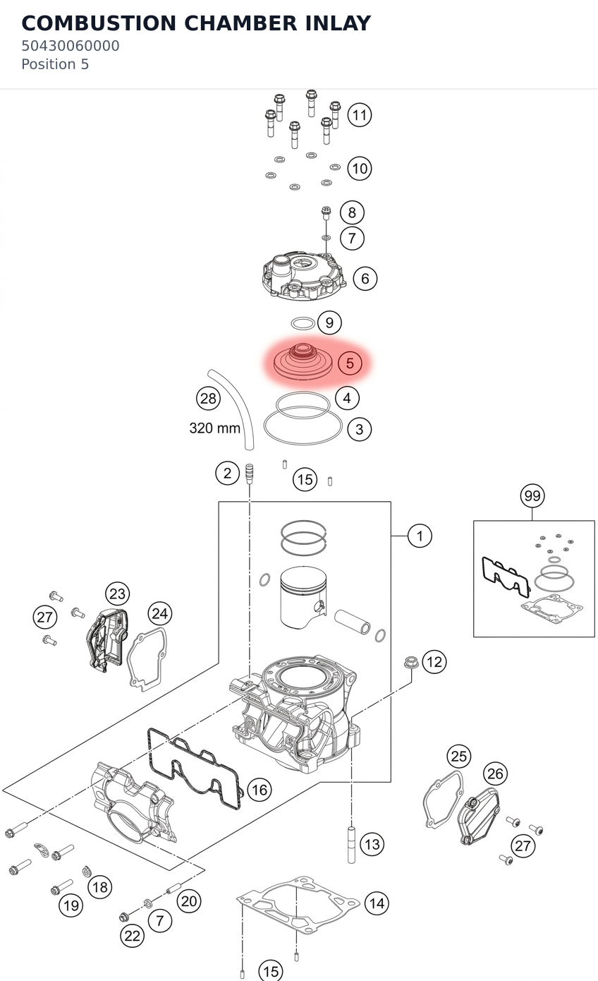 Diagram preview: COMBUSTION CHAMBER INLAY (50430060000)