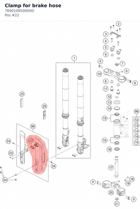 Diagram preview: Clamp for brake hose (76901085000HD)