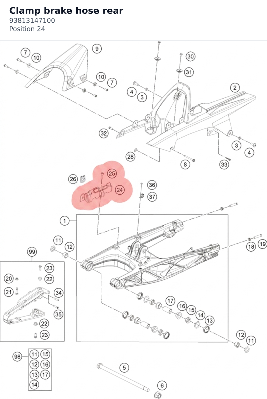 Diagram preview: Clamp brake hose rear (93813147100)