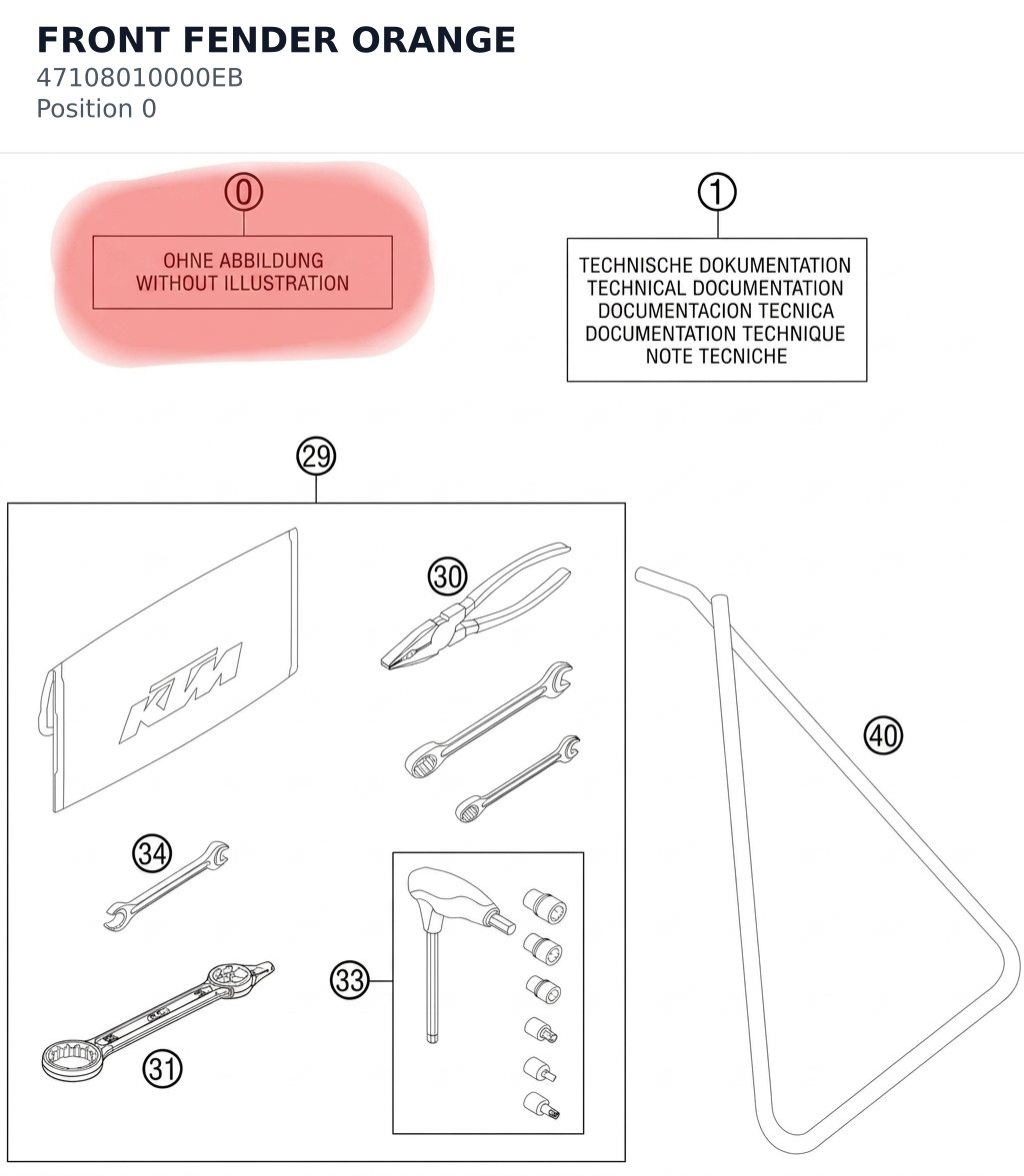 Diagram preview: FRONT FENDER ORANGE (47108010000EB)
