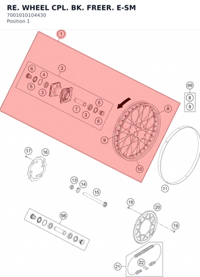 Diagram preview: RE. WHEEL CPL. BK. FREER. E-SM (7001010104430)