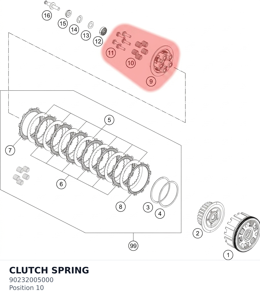 Diagram preview: CLUTCH SPRING (90232005000)