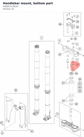 Diagram preview: Handlebar mount, bottom part (A46001139034)