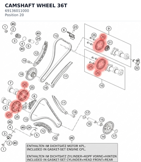 Diagram preview: CAMSHAFT WHEEL 36T (69136011000)