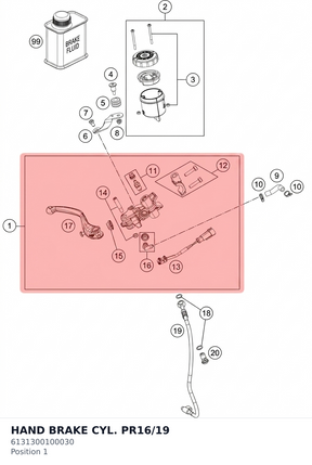 Diagram preview: HAND BRAKE CYL. PR16/19 (6131300100030)