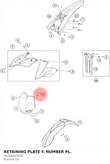 Diagram preview: RETAINING PLATE F. NUMBER PL. (45208007050)