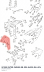 Diagram preview: RC390 OUTER FAIRING EB ORG GLOSS RH+DCL (94508042000EBA)