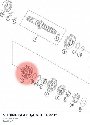 Diagram preview: SLIDING GEAR 3/4 G.  T ''16/23'' (77733103000)