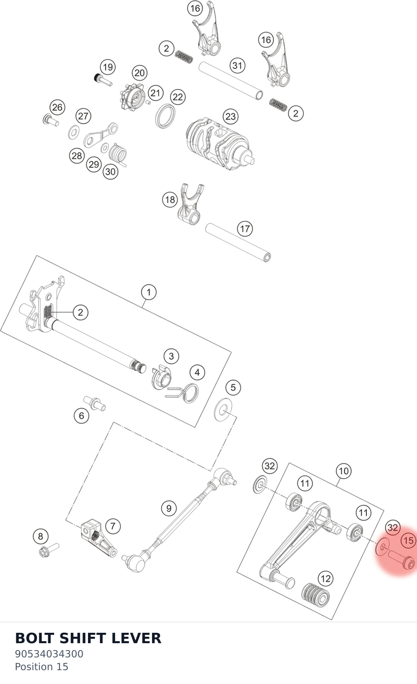 Diagram preview: BOLT SHIFT LEVER (90534034300)