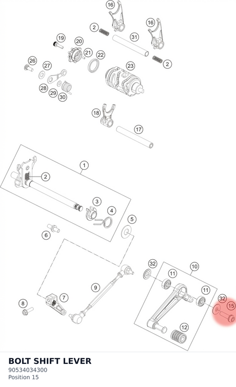 Diagram preview: BOLT SHIFT LEVER (90534034300)