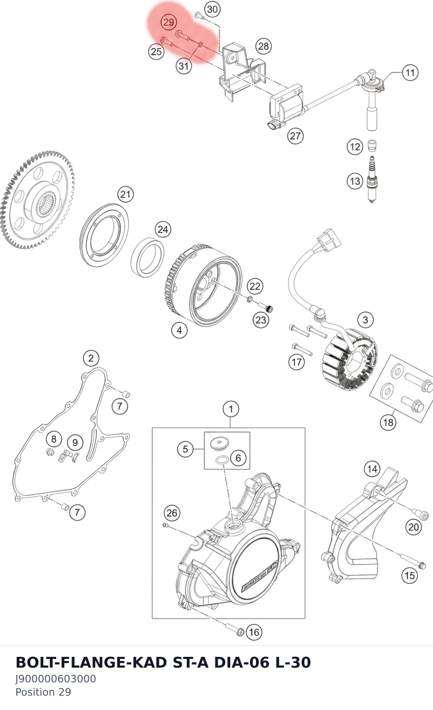 Diagram preview: BOLT-FLANGE-KAD ST-A DIA-06 L-30 (J900000603000)