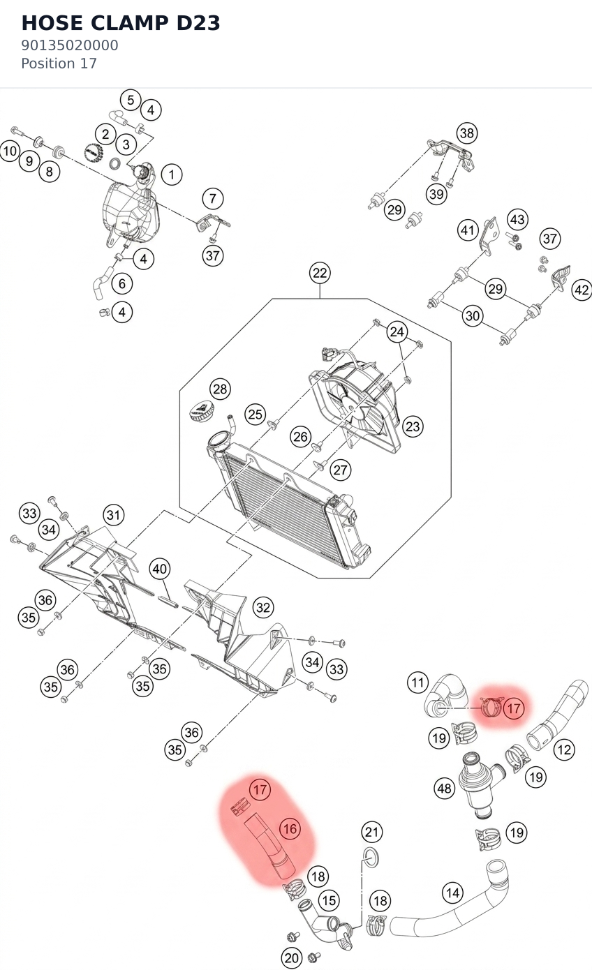 Diagram preview: HOSE CLAMP D23 (90135020000)