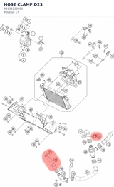 Diagram preview: HOSE CLAMP D23 (90135020000)