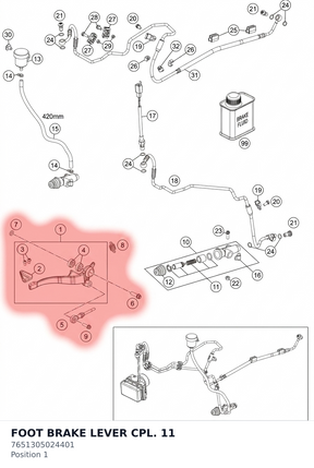 Diagram preview: FOOT BRAKE LEVER CPL.       11 (7651305024401)