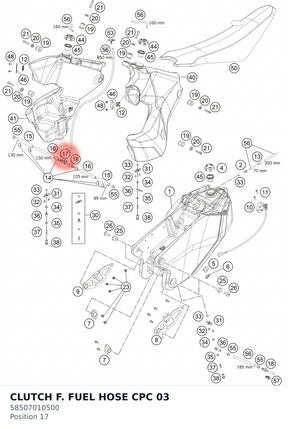 Diagram preview: CLUTCH F. FUEL HOSE CPC 03 (58507010500)