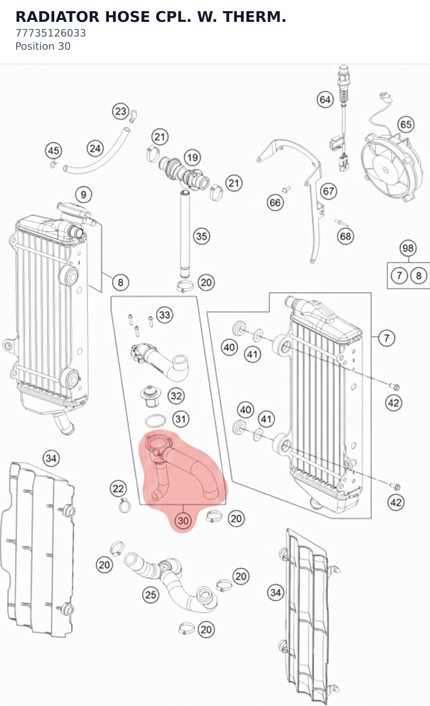 Diagram preview: RADIATOR HOSE CPL. W. THERM. (77735126033)