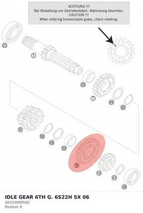 Diagram preview: IDLE GEAR 6TH G. 6S22H SX   06 (50333009500)