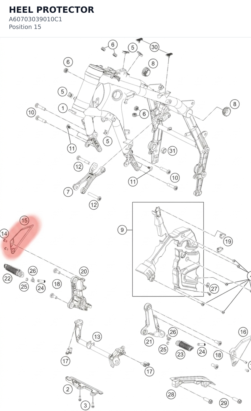 Diagram preview: HEEL PROTECTOR (A60703039010C1)