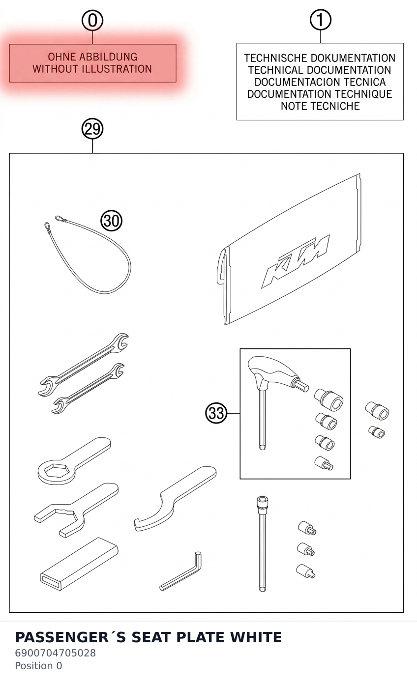 Diagram preview: PASSENGER´S SEAT PLATE WHITE (6900704705028)
