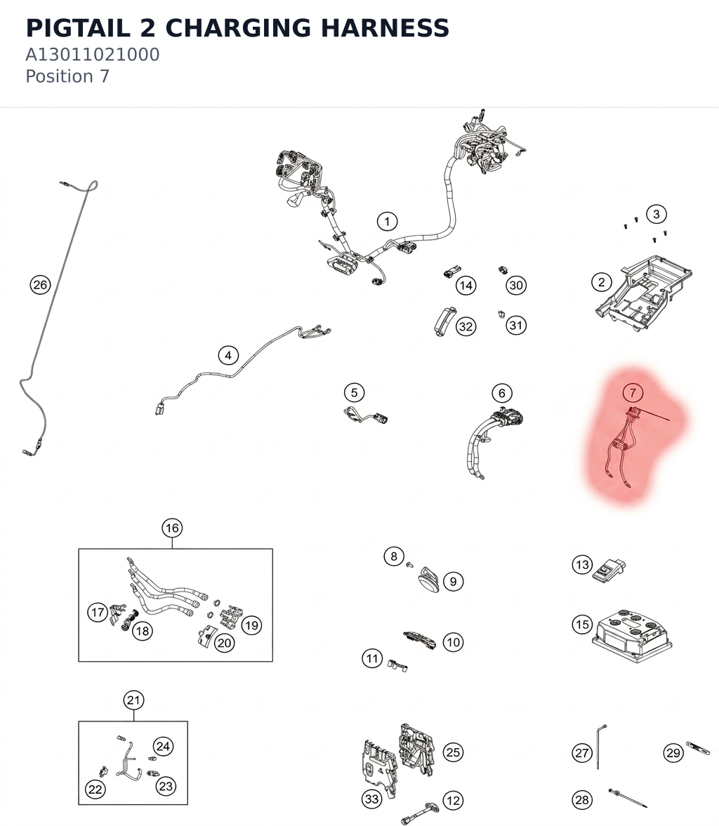 Diagram preview: PIGTAIL 2 CHARGING HARNESS (A13011021000)