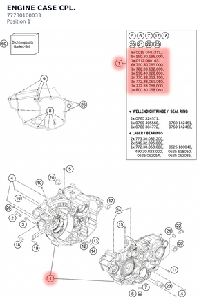 Diagram preview: ENGINE CASE CPL. (77730100033)