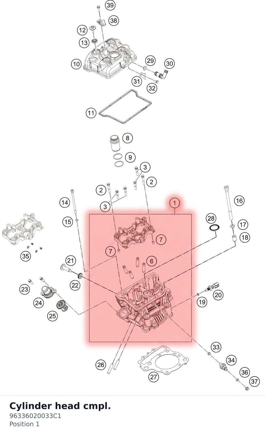 Diagram preview: Cylinder head cmpl. (96336020033C1)