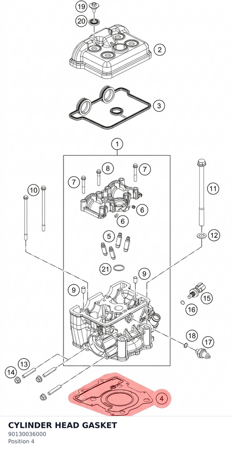 Diagram preview: CYLINDER HEAD GASKET (90130036000)