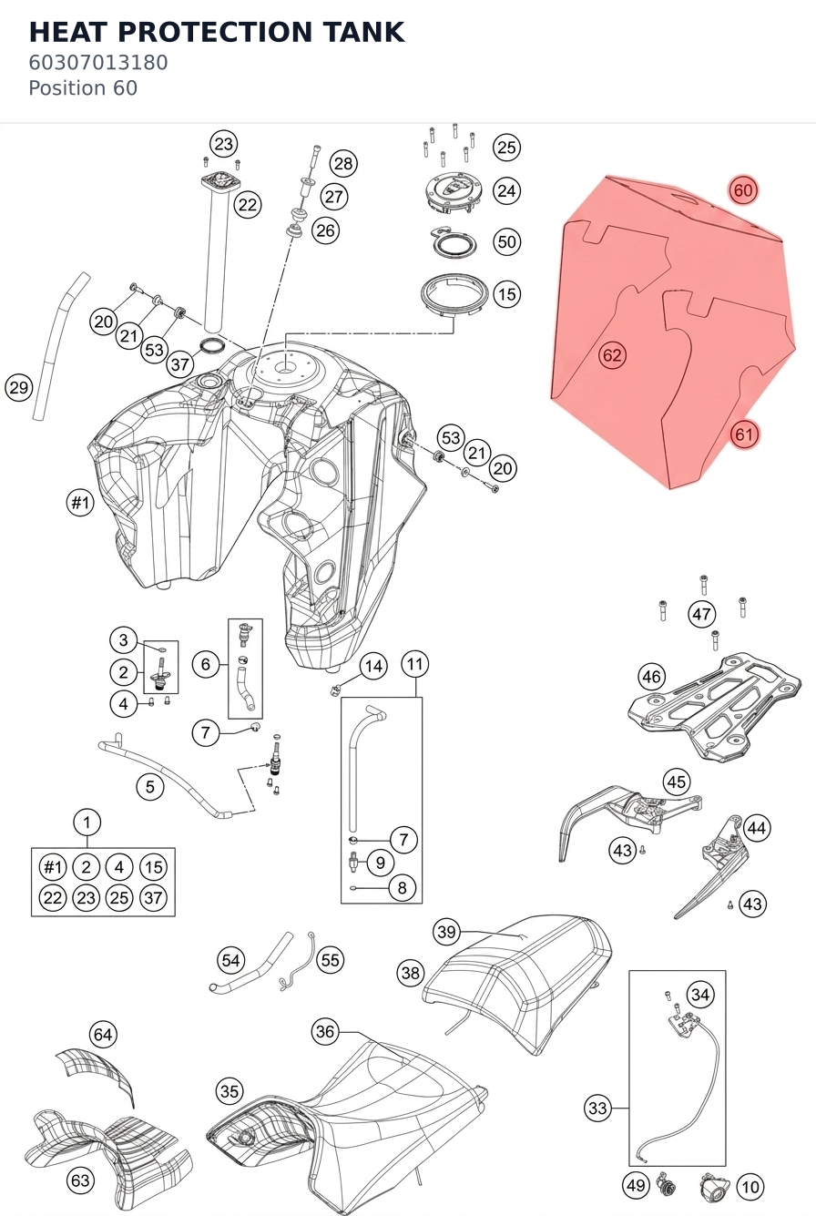 Diagram preview: HEAT PROTECTION TANK (60307013180)