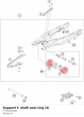 Diagram preview: Support f. shaft seal ring 16 (77704034000)