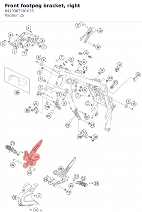 Diagram preview: Front footpeg bracket, right (6410303901033)
