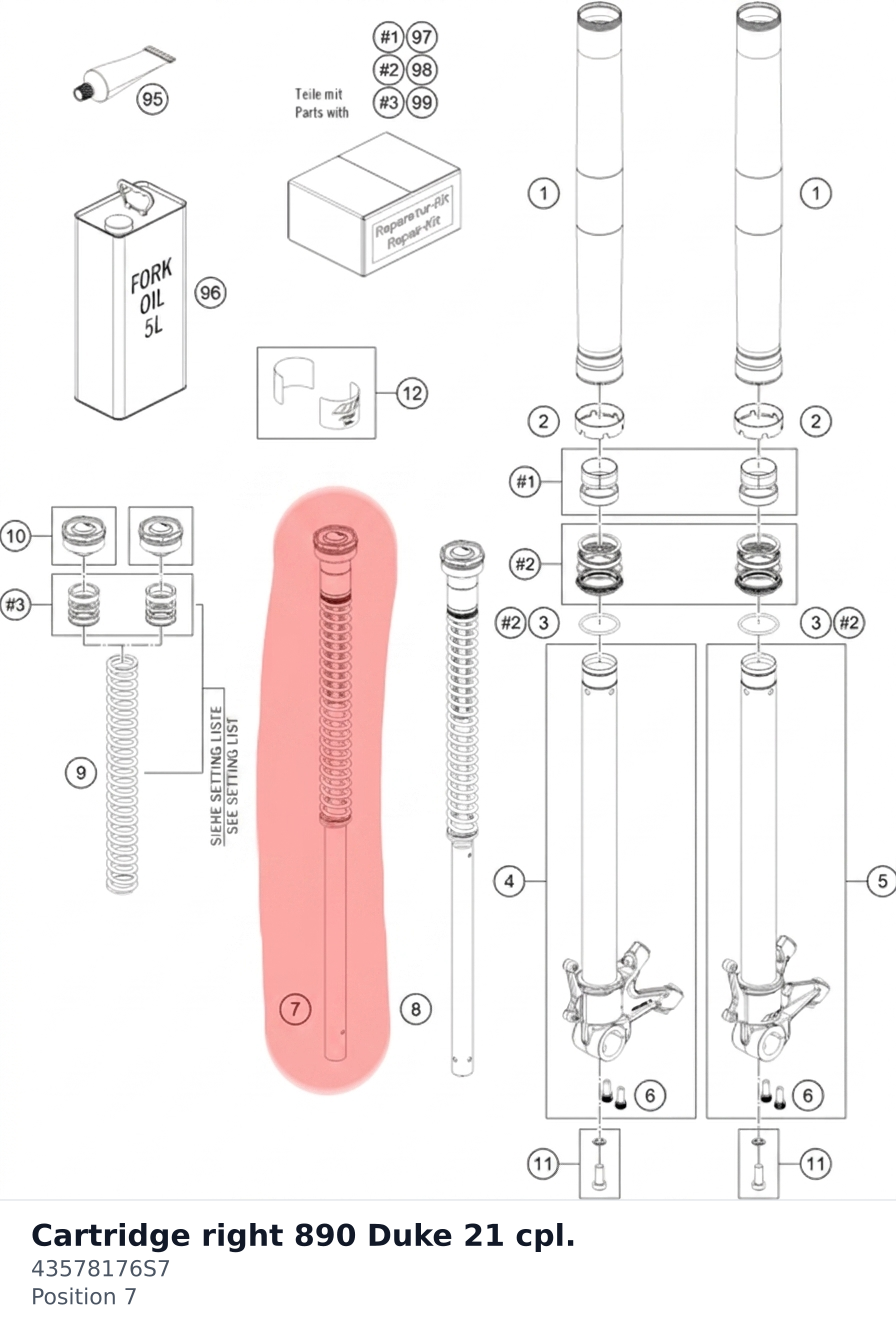 Diagram preview: Cartridge right 890 Duke 21 cpl. (43578176S7)