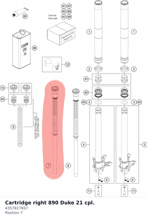 Diagram preview: Cartridge right 890 Duke 21 cpl. (43578176S7)