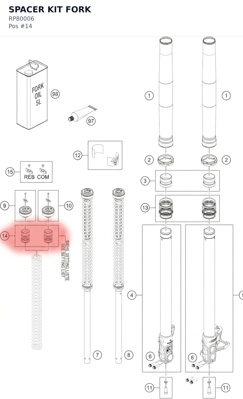 Diagram preview: SPACER KIT FORK (RP80006)