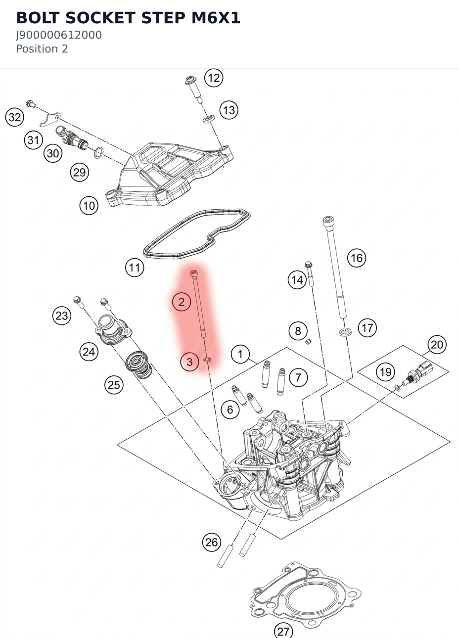 Diagram preview: BOLT SOCKET STEP M6X1 (J900000612000)