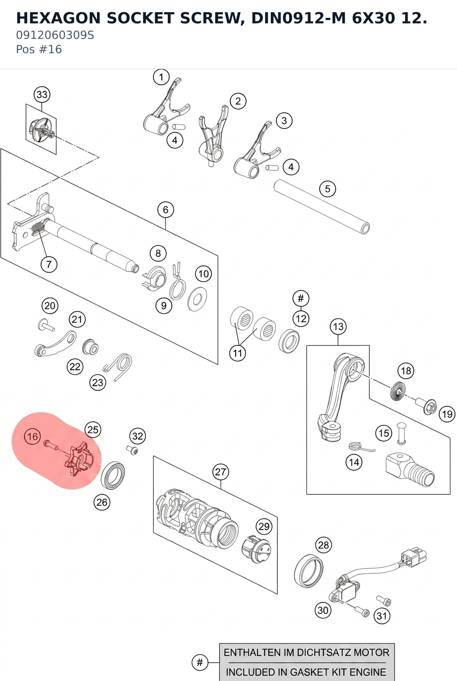 Diagram preview: HEXAGON SOCKET SCREW, DIN0912-M 6X30 12. (0912060309S)