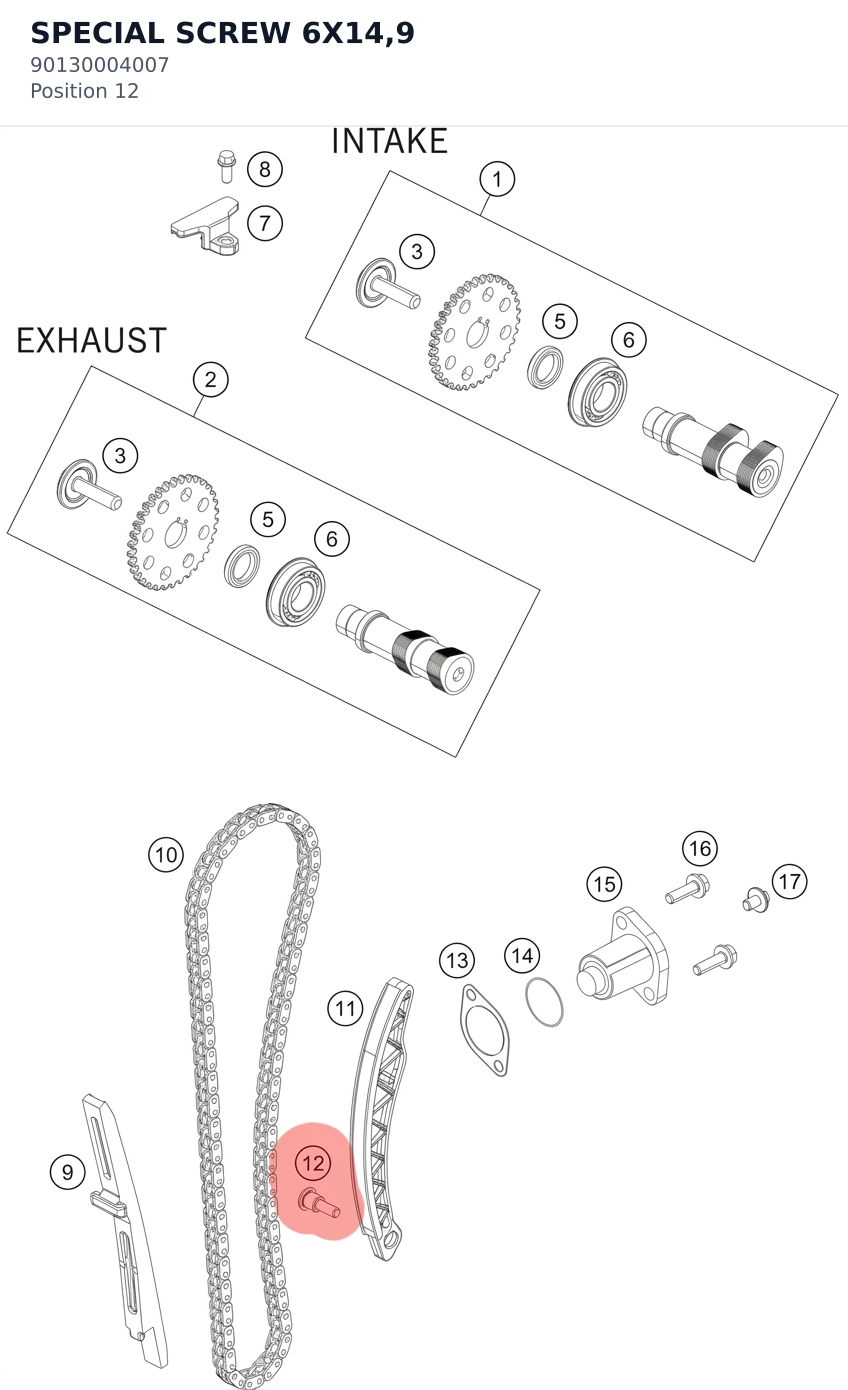 Diagram preview: SPECIAL SCREW 6X14,9 (90130004007)