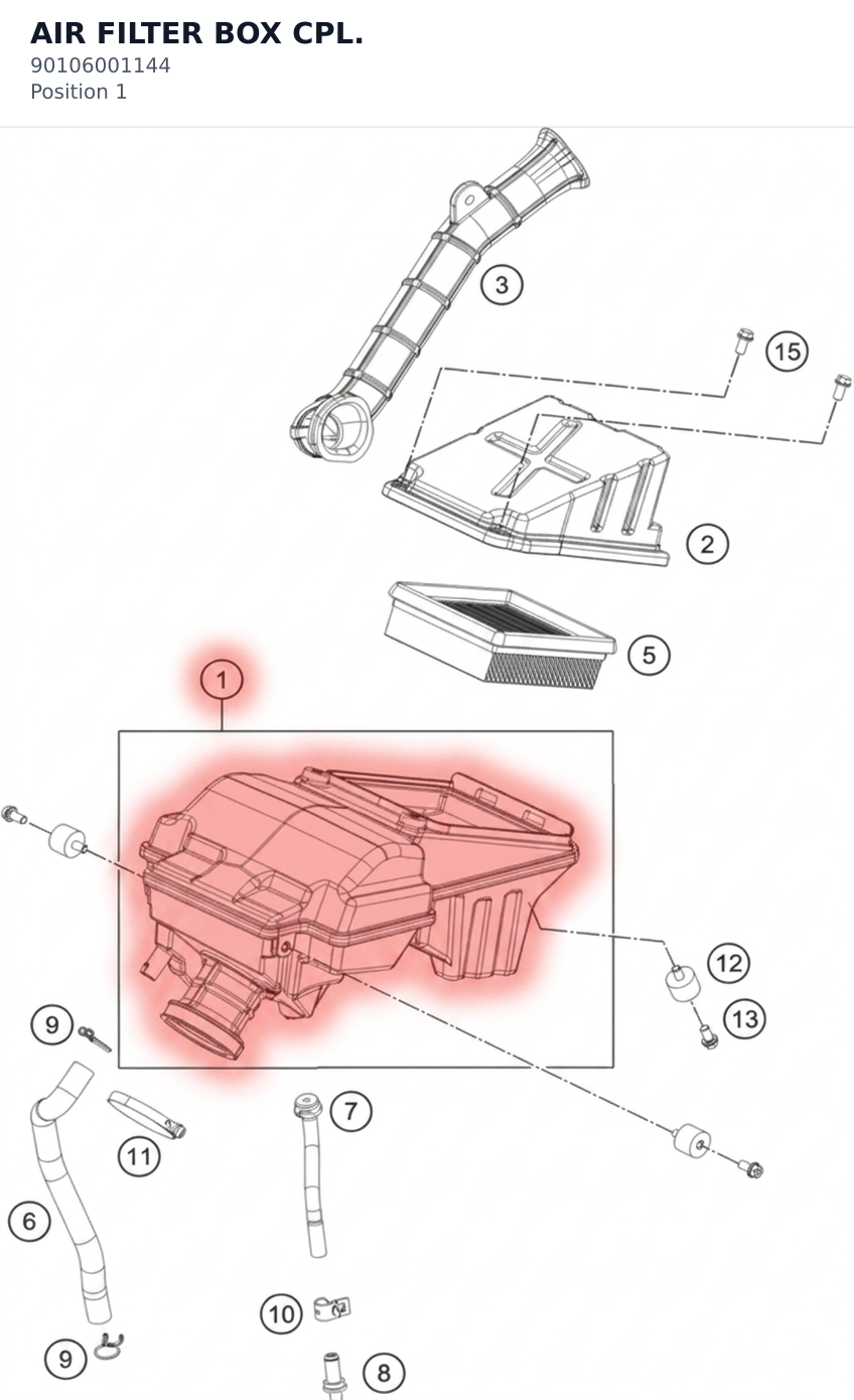 Diagram preview: AIR FILTER BOX CPL. (90106001144)