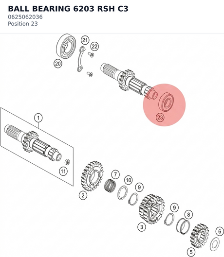 Diagram preview: BALL BEARING 6203 RSH C3 (0625062036)