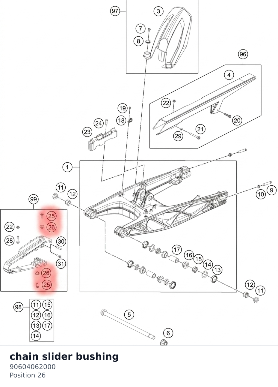 Diagram preview: chain slider bushing (90604062000)