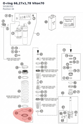 Diagram preview: O-ring 66,27x1,78 Viton70 (50180352)