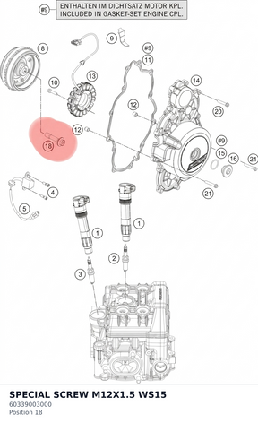 Diagram preview: SPECIAL SCREW M12X1.5 WS15 (60339003000)