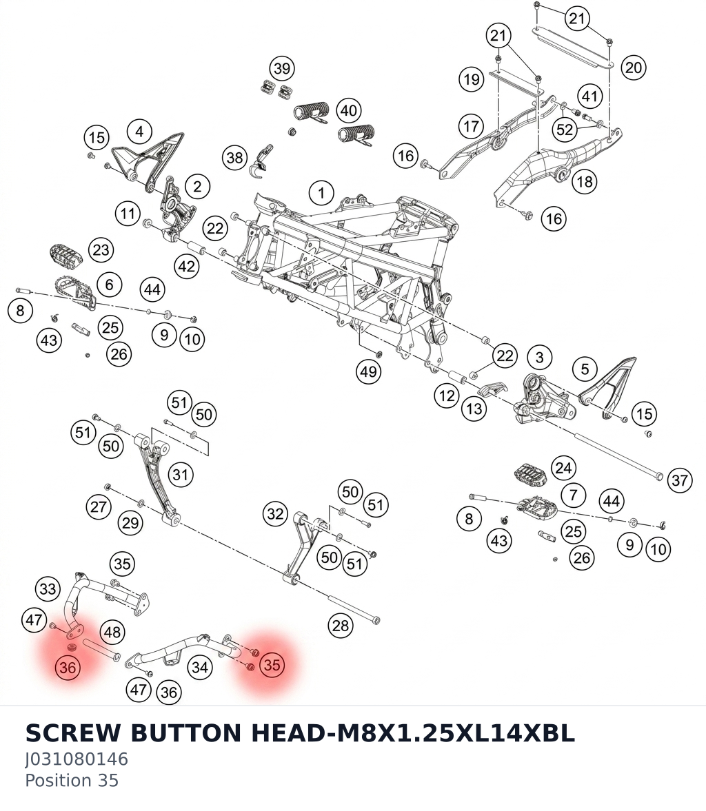 Diagram preview: SCREW BUTTON HEAD-M8X1.25XL14XBL (J031080146)