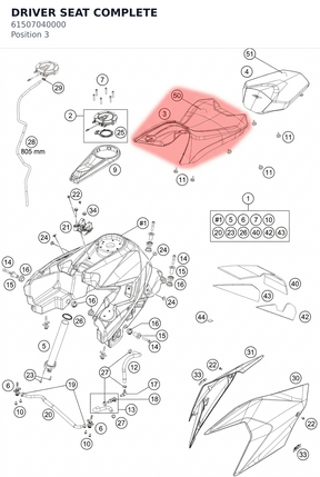 Diagram preview: DRIVER SEAT COMPLETE (61507040000)