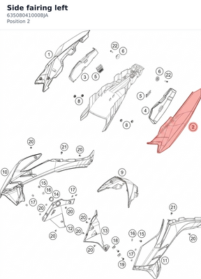 Diagram preview: Side fairing left (63508041000BJA)