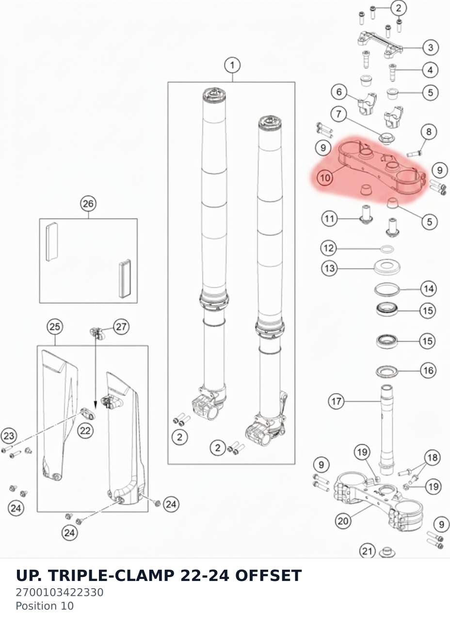 Diagram preview: UP. TRIPLE-CLAMP 22-24 OFFSET (2700103422330)