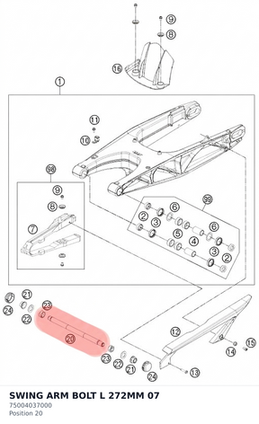 Diagram preview: SWING ARM BOLT L 272MM      07 (75004037000)