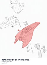 Diagram preview: REAR PART 50 SX WHITE     2016 (4530801300028A)
